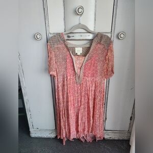 Maeve Morning Glory Tunic Dress Floral Coral Chiffon Anthropologie